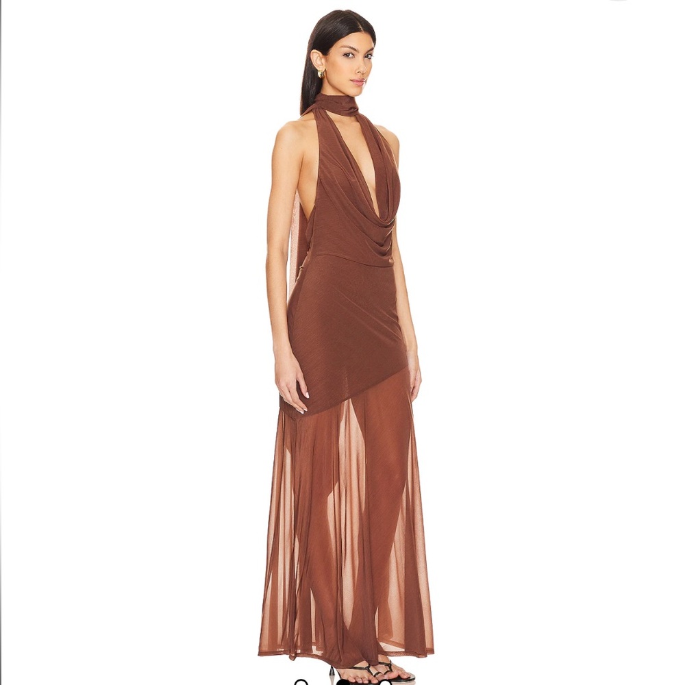 Price firm NWT LPA Estelle Maxi Dress in chocolate - Picture 3 of 4
